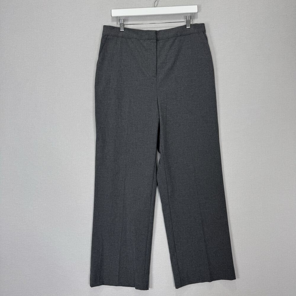 Nordstrom Wide Leg Pull-On Trouser Pants‎ Womens Large Gray Wool Blend Old Money